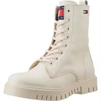 Botas de piel Tommy Jeans para mujer - Bota baja de cuero Tommy Hilfiger (Tommy Jeans) para mujer - Botines planos Tommy Jeans - EN CAJA NEUTRA SIN MARCA - details 1