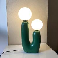 Lámpara De Mesa Creativa Con Resina De Arte Doble Final En Blanco Rosa Verde Para Decoración De Sala De Estar Y Dormitorio Fuente De Luz LED Incluida Fuente De Alimentación AC - details 7