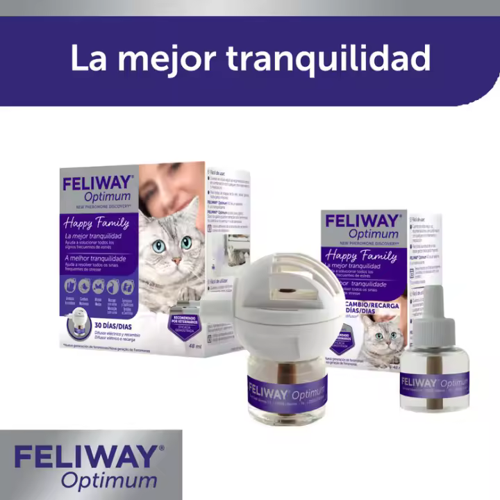 FELIWAY OPTIMUM difusor + recambio de 48ml Difusor para casa para gatos estresados - 1