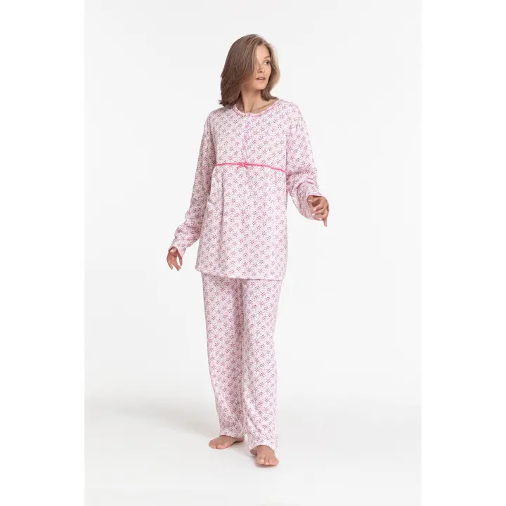 Pijama Conjunto Mujer Algodón de Felpa Ideal para Casa - Ropa de Cama y Descanso - 1