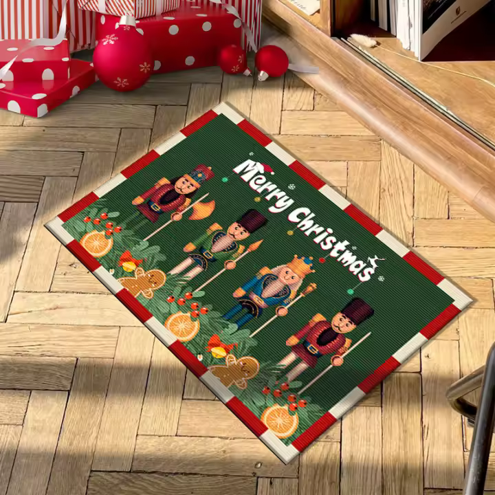 VIKAMA Tapete De Navidad De Velours Cristal Con Dibujos Animados Antideslizante Y Impermeable Para Decoración De Hogar Y Piso Adultos - 1