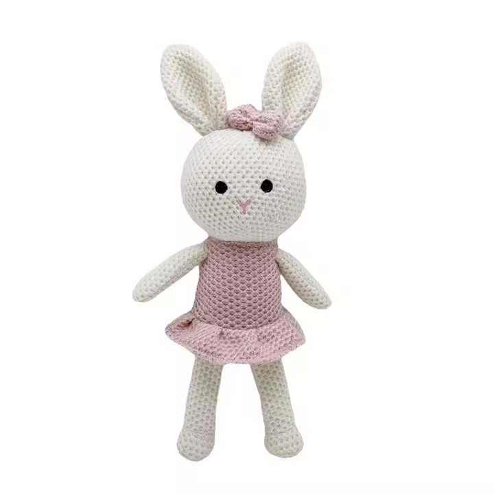 Muñeco De Lana De Conejo Hecho a Mano Juguetes De Peluche Almohada De Cuddle Para Bebés Alivio Del Sueño Pareja De Conejos Tejidos Unisex - 1