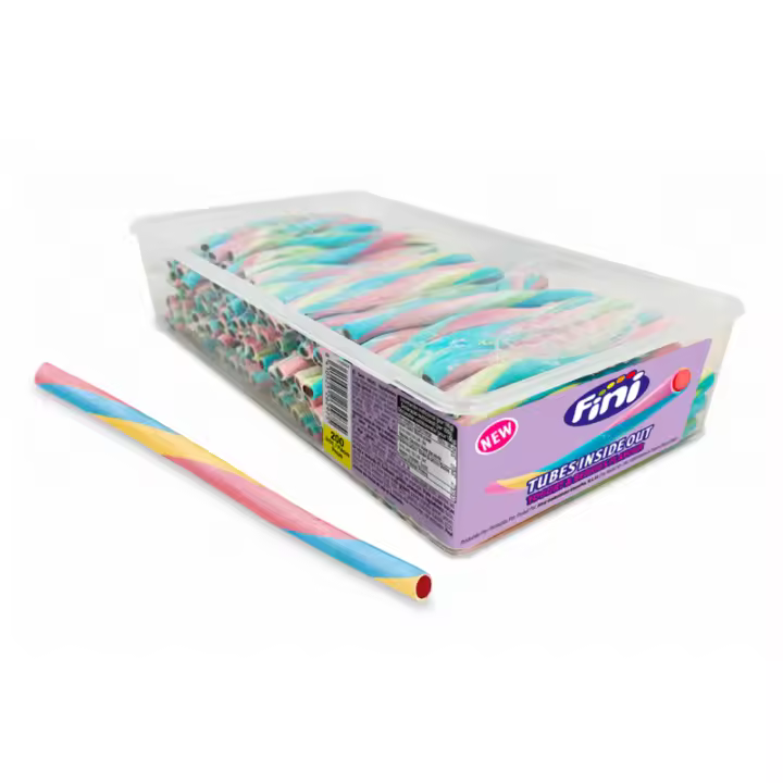 Fini Comprar Regaliz Fini Tubes Inside Out  Regaliz Relleno  Estuche 200 Uds  Dulces de Alta Calidad  Diversión Asegurada - 1