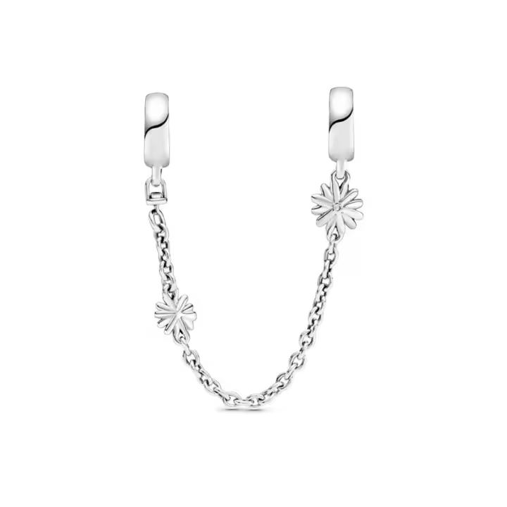 PANDORA Cadena de seguridad Daisy de plata 925 con diseño de plantas y flores, con un hermoso significado, personalidad sencilla, ideal como regalo de cumpleaños, cadena de seguridad Daisy de 50 mm - 1