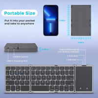 Teclado Bluetooth Plegable Seenda Para PC Mac Smartphone Windows iOS Android Recargable Portátil Con 63 Teclas Estilizado En Inglés - details 7