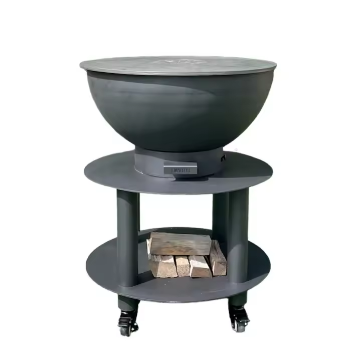 TempoStyle-Barbacoa de Carbón y Madera Stromboli | Parrilla Redonda de Maple Corten de Maple para Jardín y exterior con Parrilla de cocina de Maple inoxidable 316 sp.1cm, portátil con Ruedas (antracita) - 1