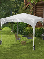 Carpa Plegable 3x3 m Cenador de Jardín Altura Ajustable con Bolsa de Transporte Impermeable Anti-UV y Bolsas de Arena Gazebo para Exteriores Jardín Patio Blanco - details 1