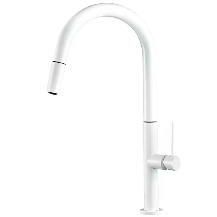 VALAZ Grifo cocina alto extraíble monomando blanco serie Eufrates - 1