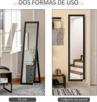 MIRAMAX-Espejo de Pie Cuerpo Entero Espejo de Pared Rectangular con 2 Formas de Uso Moderno para Pasillo Dormitorio Sala de Estar 30X120CM Negro Y Madera. - details 6