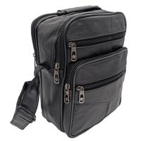Bolso bandolera de piel para hombre, color Negro, tamaño 21x26x10 cm, Correa ajustable para el hombro. - details 1