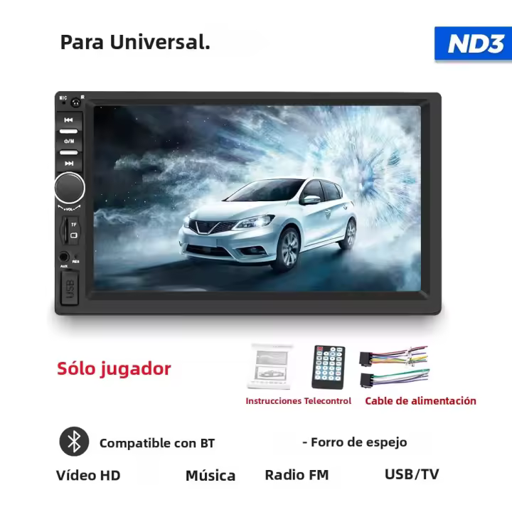 Navifly Jugador Multimedia Para Coche De 7 Pulgadas HD Táctil Universal 2 DIN Carplay FM BT Soporte Para Toyota Honda VW Corolla Camry Rav4 - 1