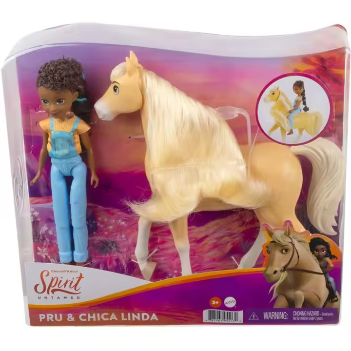 MATTEL - Dreamworks Spirit - Caballo con muñeca articulada - Caballo de juguete con crina y cabeza articulada - Regalo Original - Edad recomendada mayores de  3  años - 1