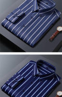 Camisa Hombre Verano 2024 Manga Larga Cuello En Pointe Estilo Slim Fit Rayada Negra Y Blanca Antideslizante No Hierro Resistente a Arrugas Para Negocios - details 9