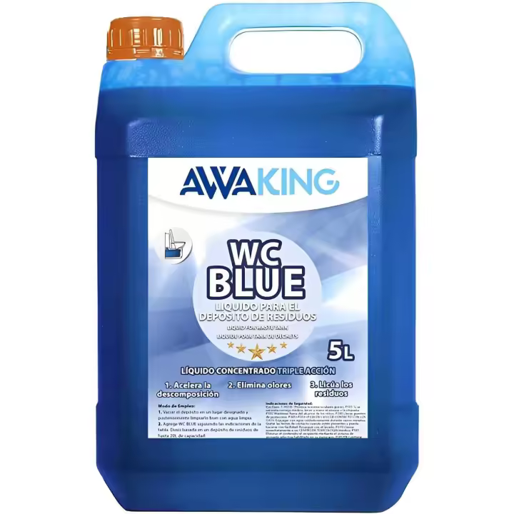 Awaking Liquido WC Quimico, WC Blue 5 L, Aditivo para Aguas Negras de Caravanas, Depósito de Residuos Autocaravanas, Sanitary Fluid, Altamente Concentrado, Líquido Potty, WC Quimico Autocaravanas, plantawa - 1