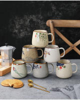 Taza De Café Cerámica Japonesa Retro De 350ml Con Tapa Y Cuchara Taza De Leche Para Desayuno Resistentes Al Calor Para El Hogar Vaso De Té Regalo - details 2