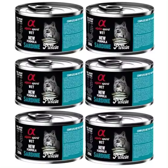 Pack de 6 - Alpha Spirit Lata De Sardina Para Gatos 200G  Esterilizados | Monoproteica - 1