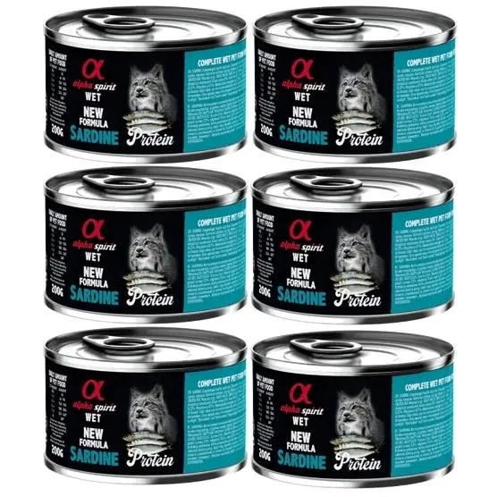 Pack de 6 - Alpha Spirit Lata De Sardina Para Gatos 200G  Esterilizados | Monoproteica - 1