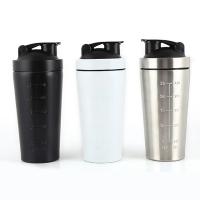 Botella De Proteína De Acero Inoxidable 500/750ml a Prueba De Fugas Para Gimnasio Y Fitness Con Escala Y Mezclador Para Batidos De Leche En Polvo - details 5