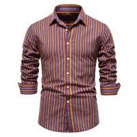 Camisas básicas que combinan con todo para hombre, camisas de algodón de manga larga a rayas a la moda, tops para hombre, novedad de otoño - details 1