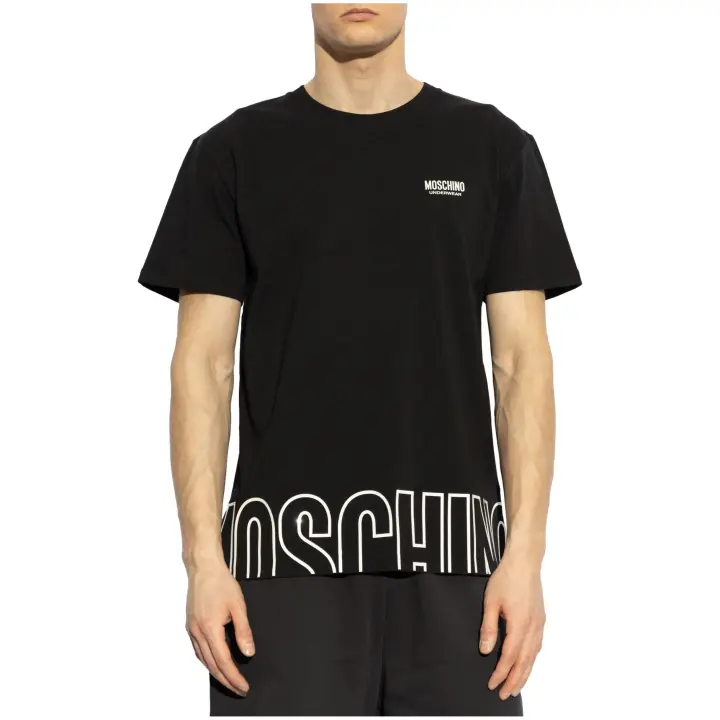 Camiseta MOSCHINO Oversize con Maxi Logo Engomado en el Bajo Color Negro - 1