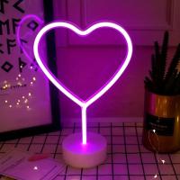1pc Luz De Noche En Forma De Corazón LED Neón Rosa Con Base Potenciada Para Decoración De Habitación Y Fiestas - details 6