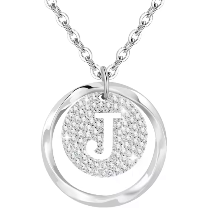 Collar de A-Z para Mujer en Plata de Ley 925 Collar Personalizado con Letra de Plata Collar with Zirconia Cúbica Joyería Ajustable de Plata para Mujer - 1