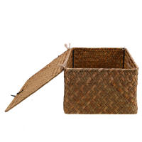 Cesta De Almacenamiento Rectangular De Rotura Hecha a Mano Caja De Organización Para Escritorio Para Ropa Y Artículos Domésticos Material De Paja Ecológico - details 4