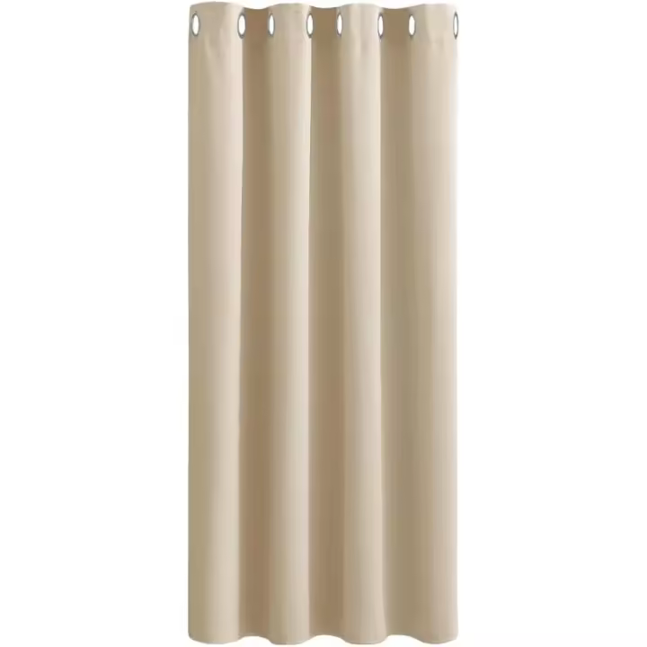 Cortinas opacas cortas para salón, una pieza con ojales, cortinas aislantes térmicas para ventanas de cocina y comedor, 132x137 cm (ancho x alto), color beige - 1