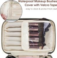 Neceser de Cuero Vegano para Maquillaje y Cosméticos de Viaje con Compartimento para Brochas - Organizador de Maquillaje Resistente Al Agua - details 1