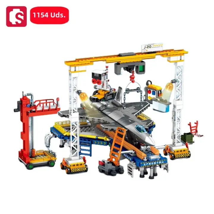 SEMBO 1154pcs Bloques De Construcción J-20 Fighter Serie Militar Modelo De Avión Regalo Para Niños Escena De Producción Línea De Montaje - 1