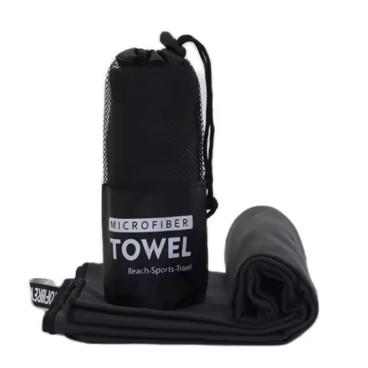 Toalla De Baño Negra Microfibra Para Deporte Secado Rápido Portátil Transpirable Para Playa Camping Senderismo Natación - 1
