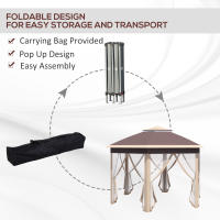 [Tienda de Jardín seleccionada]🎁] Hexagonal 4x4 m with Funda impermeable y UV, Doble Techo, rejillas de ventilatón, Bolsa de Transporte, poliéster beige Y CAFI - details 1