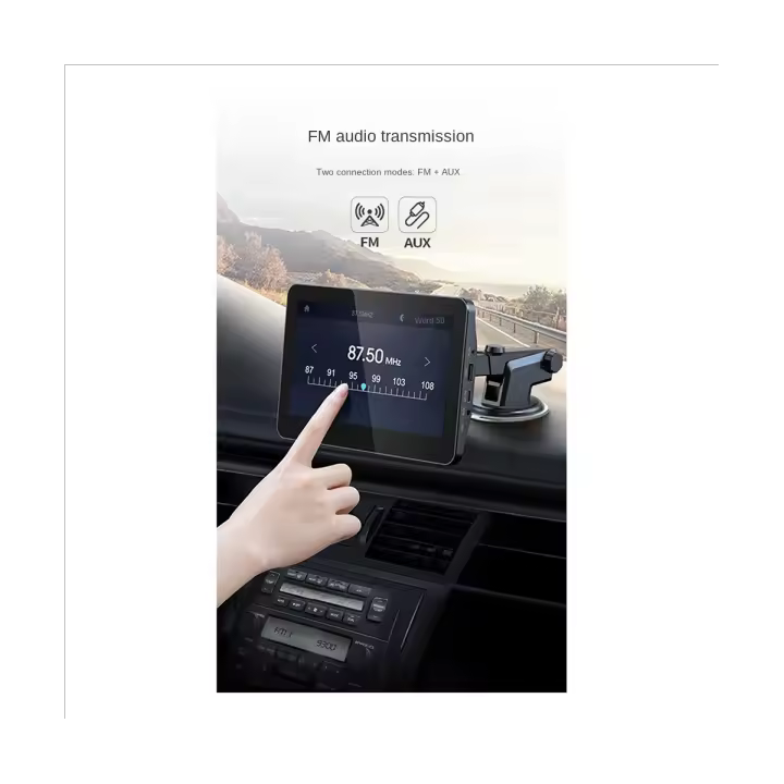 Reproductor MP5 inalámbrico para coche, transmisor FM, AUX, Wifi, pantalla táctil para CarPlay, Android, sin cámara de visión trasera - 1