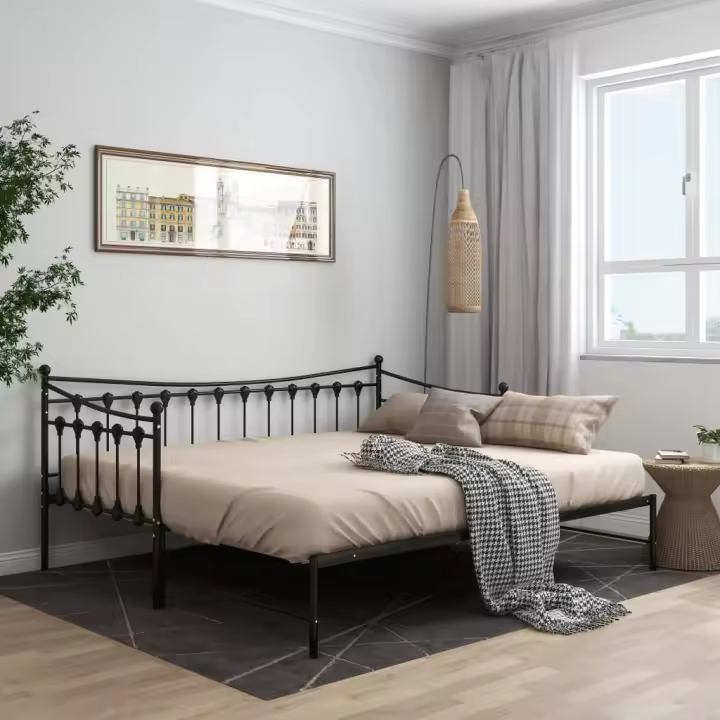 Estructura sofá cama extraíble sin colchón metal negro 90x200cm - 1
