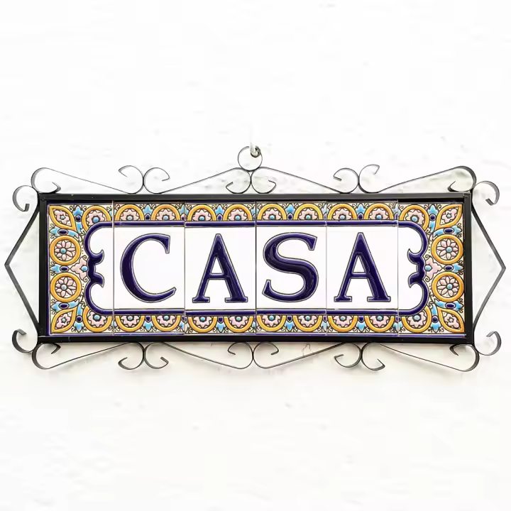 Letras y Números de Cerámica Esmaltada - Modelo ARCOS-Azul - 11cm (4.3") - Hecho en España - - 1