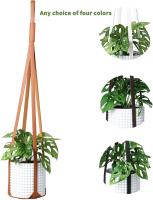 Maceta de flor colgante de cuero PU, maceta colgante para plantas colgantes, para colgar en interiores y al aire libre, decoración de balcón de pared colgante, marrón - details 0