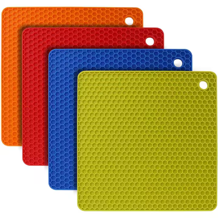 salvamanteles de silicona antideslizantes de 18,5 cm con diseño de panal para mesa de cocina, multiusos. - 1