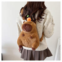 Mochila De Peluche Kawaii Con Capybara Simulación De Flor Y Fruta Para Niños Mochila De Hombro Para Novia Regalo Tamaño 28cm Material Algodón - details 32