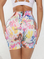 Shorts De Fitness Para Mujer Cintura Alta Estampado Colorido Yoga Ciclismo Running Ropa Deportiva Transpirable Y Elástica - details 4