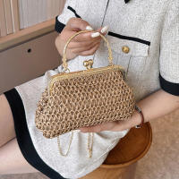 Bolso De Noche Elegante Para Mujer Con Cadena Dorada Bolso De Mano Tejido Manual Para Fiesta Banquete Clutch De Hombro Cruzado - details 20