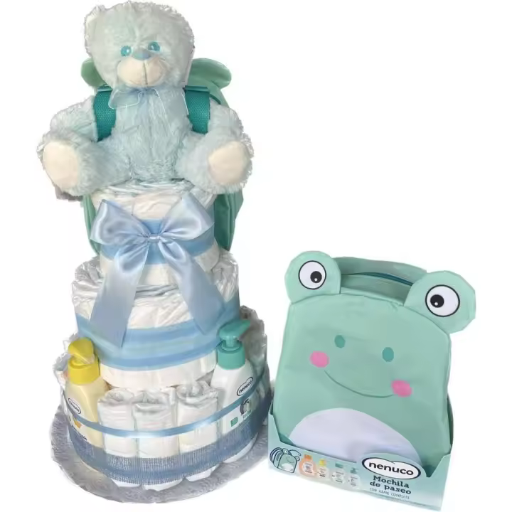 UBABY - Tarta De Pañales DODOT y Neceser NENUCO 3 Pisos Niño - Regalo Original para recién nacido padres primerizos - 1