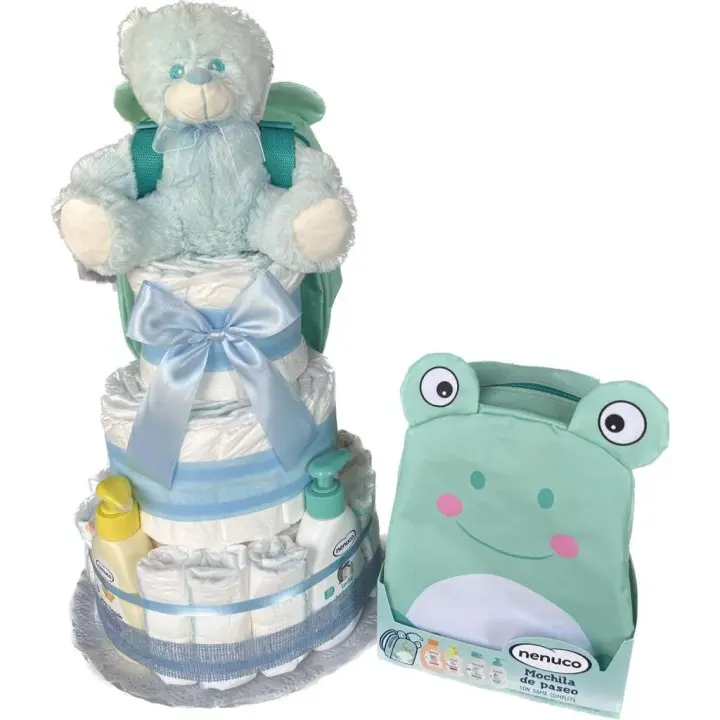 UBABY - Tarta De Pañales DODOT y Neceser NENUCO 3 Pisos Niño - Regalo Original para recién nacido padres primerizos - 1