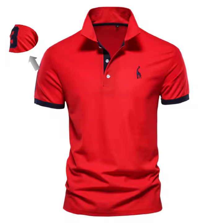 Camisa Polo De Hombre AIOPESON Con Bordado Algodón 35% Estilo Casual Slim Fit Color Sólido Moda Verano Transpirable Con Botones - 1