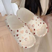 Sandalias De Mujer Con Diseño De Estampado De Amor Y Suela Gruesa Para Interior Y Playa Cómodas Plataforma Medio Tacón Para Verano Parejas - details 0