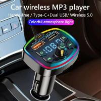 Cargador De Coche FM Transmisor Bluetooth 5.0 Con Doble Puerto USB 3.1A Carga Rápida PD Reproductor De Música MP3 Tarjeta TF USB Auxiliar - details 0