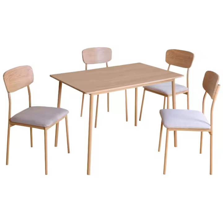 Pack Mesa y 4 Sillas Salón Comedor Vex Roble Claro y Champagne Madera 110x76x70 cm - 1
