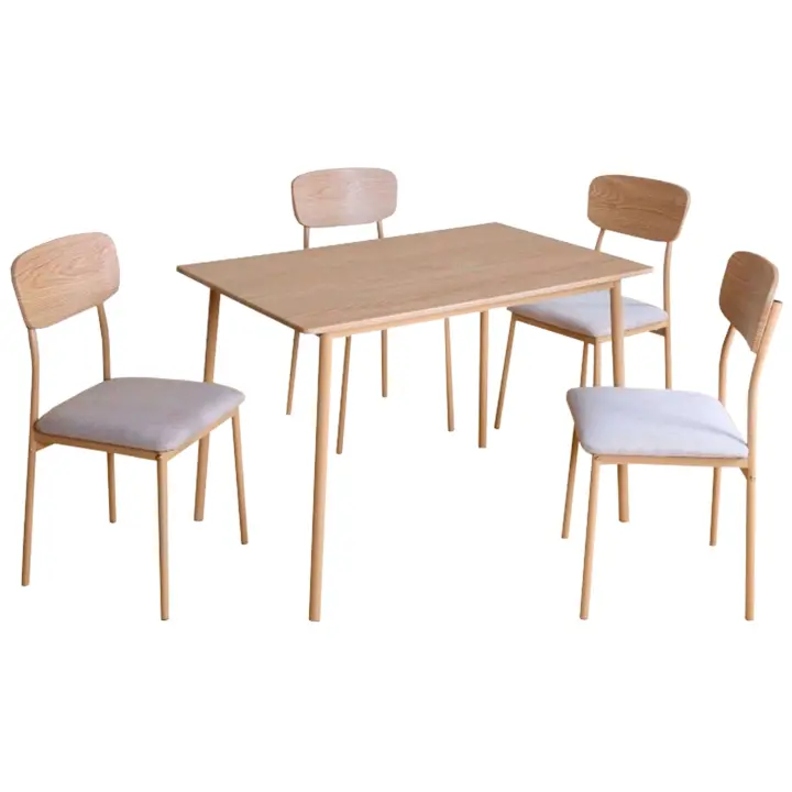 Pack Mesa y 4 Sillas Salón Comedor Vex Roble Claro y Champagne Madera 110x76x70 cm - 1