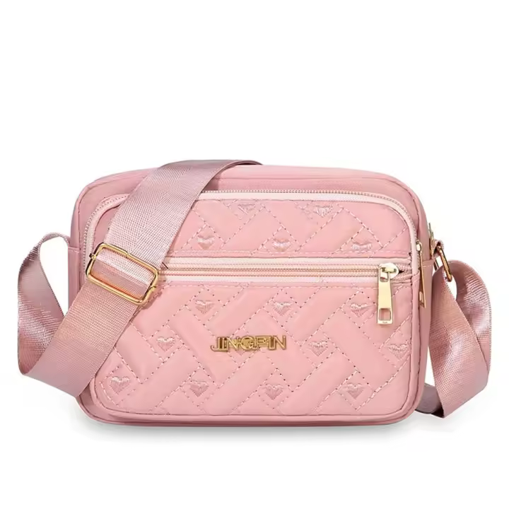 Nueva Moda Bolso De Hombro Para Mujer En Nylon Con Bordado Cierre De Cremallera Casual Bolso Cuadrado De Mujer Con Estilo - 1