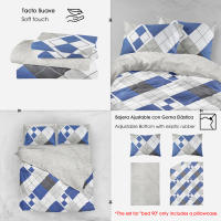NQT Juego de Funda Nordica Estampada 3 Piezas de Microfibra para Cama de 90/135/150 - Funda Edredon 150x220 cm/220x220cm/220x240cm, Bajera 90/135/150x200+30 cm y 1 o 2 Funda Almohada 45x110 cm/50x75cm/50x90cm (Cuadricula Azul,Flor Nocturna,Corazones Chic) - details 2