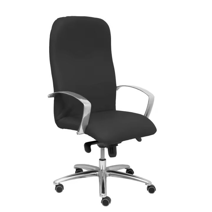 Piqueras Y Crespo Sillón de Dirección Ergonómico Piel Negro con Mecanismo Basculante y Regulable en Altura - 1